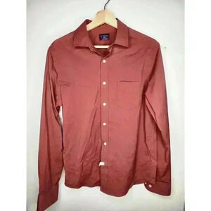 Untuckit Men's Medium Slim Fit Maroon Button Up Shirt Nylon/Elastane‎ Blend